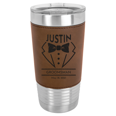 Personalized 20oz Leatherette Groomsmen Tumbler Gift
